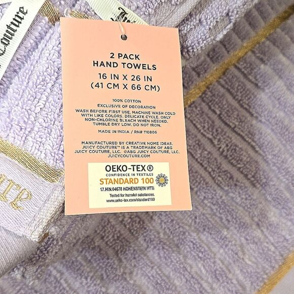 Juicy Couture Home Embroidered Signature Logo Towel Set- Lavender - Picture 6 of 7